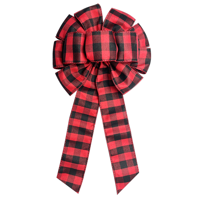 Wired Buffalo Plaid Red & Black Linen Bows