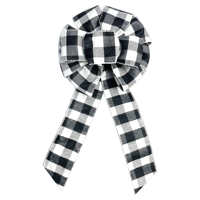 Wired Buffalo Plaid White & Black Bows