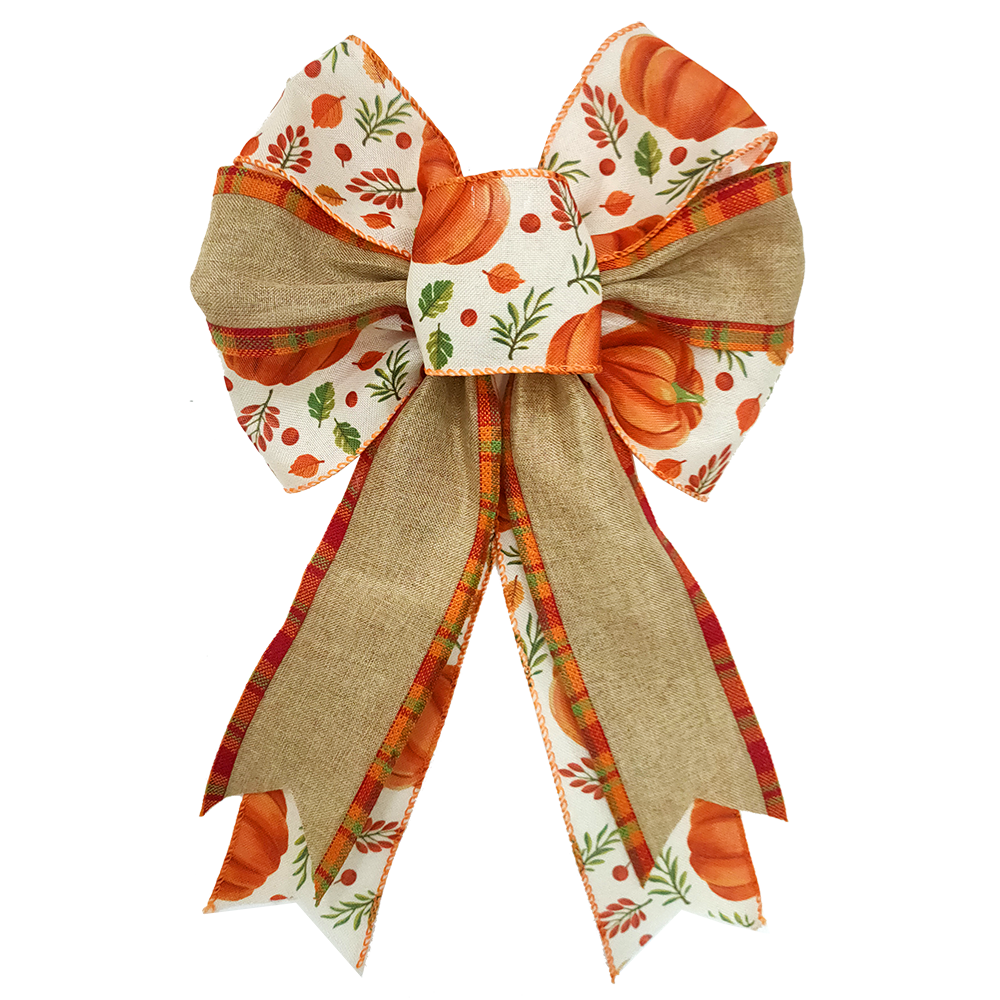 Pumpkin Patch Linen and Satin Bow