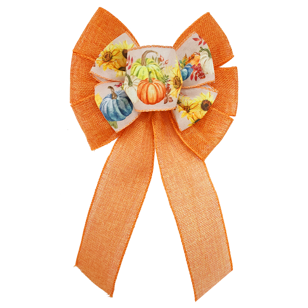 Vibrant Pumpkin Patch Satin Bow