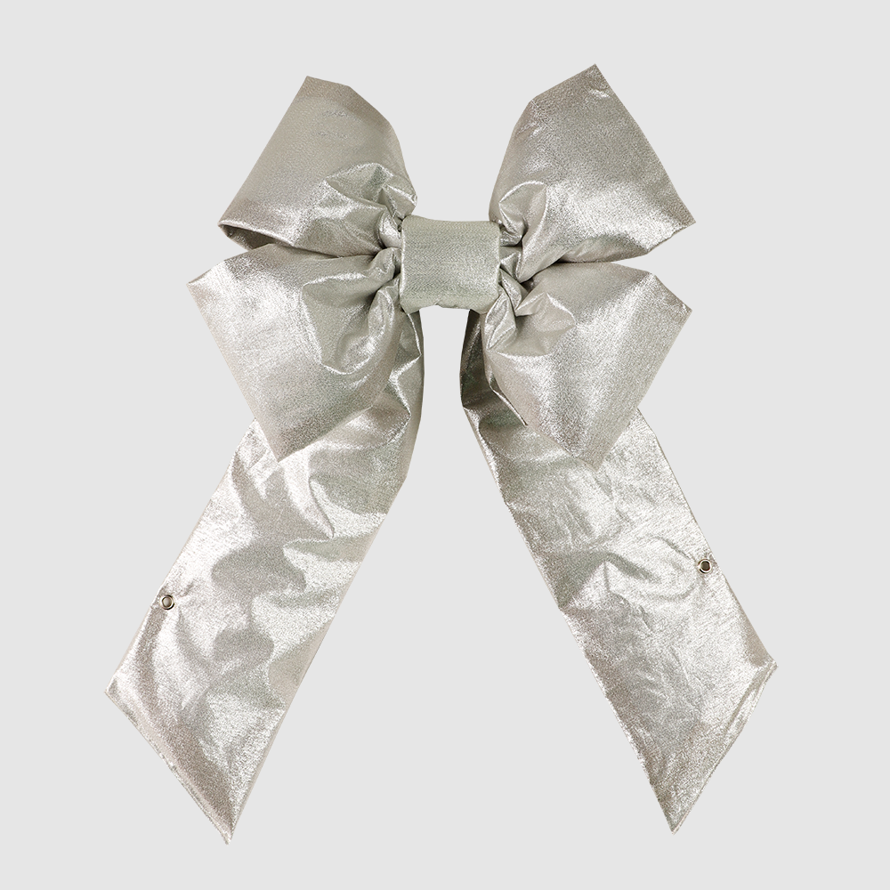 18 in Elegant Silver Decorative Bow – Perfect for Commercial and Holiday Displays
