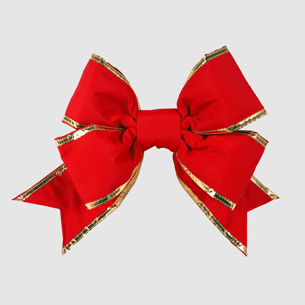 24” Elegant Red Decorative Bow with Gold Trim – Perfect for Holidays & Events