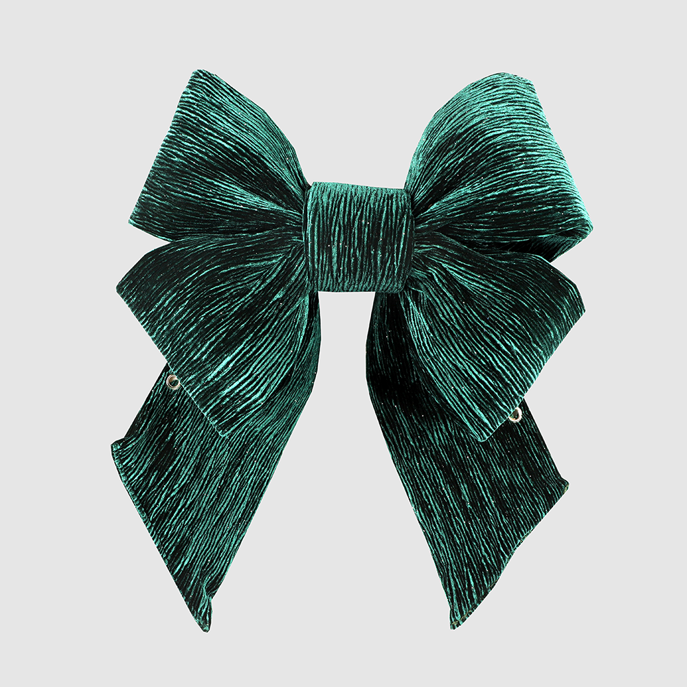 18in Green Creped Velour Bow Luxurious Green Velvet Decorative Bow