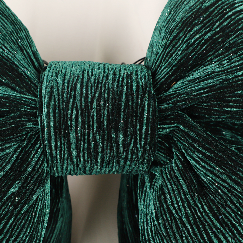 18in Green Creped Velour Bow Luxurious Green Velvet Decorative Bow