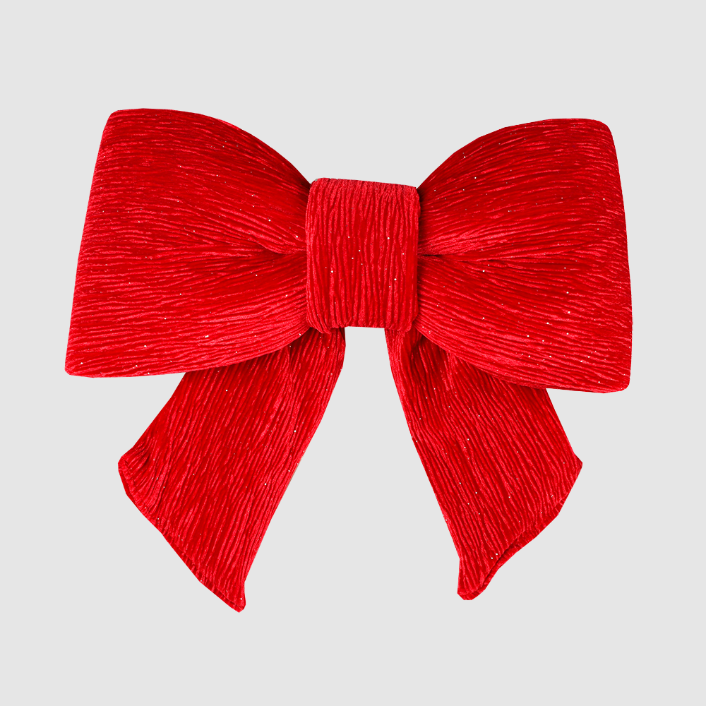 18in 2-Loop Red Creped Velour Bow Large Shimmering Red Bow for Gifts and Decor