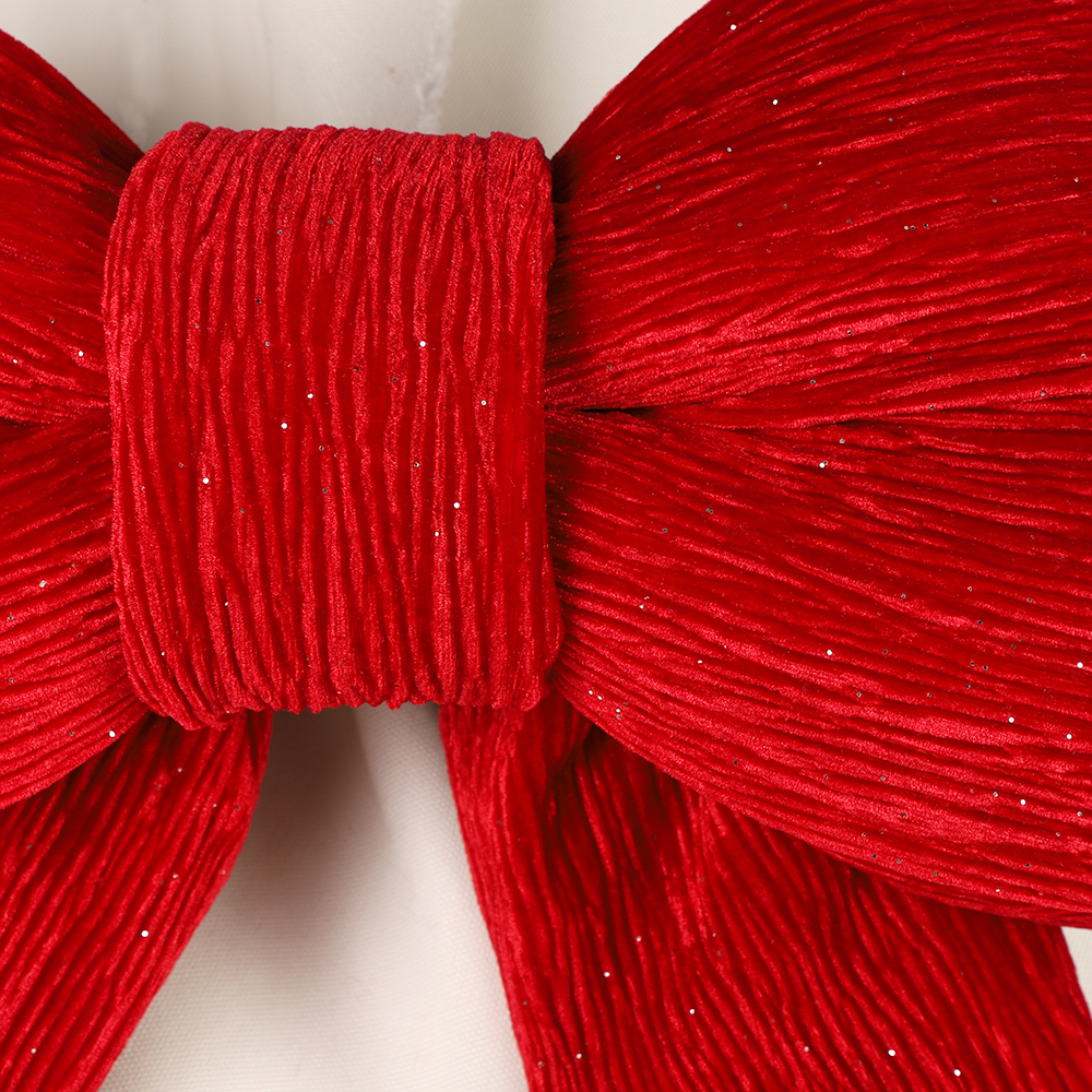 18in 2-Loop Red Creped Velour Bow Large Shimmering Red Bow for Gifts and Decor
