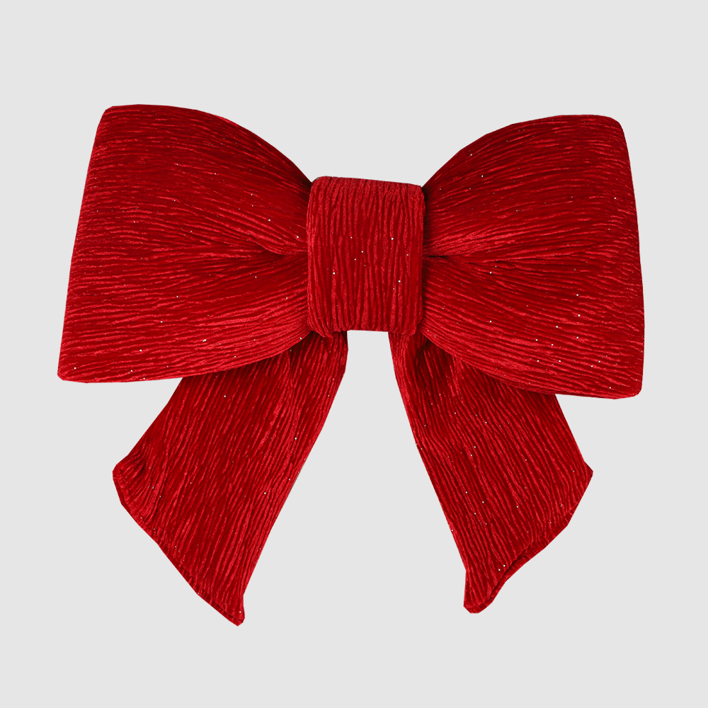 18in 2-Loop Red Creped Velour Bow Large Shimmering Red Bow for Gifts and Decor