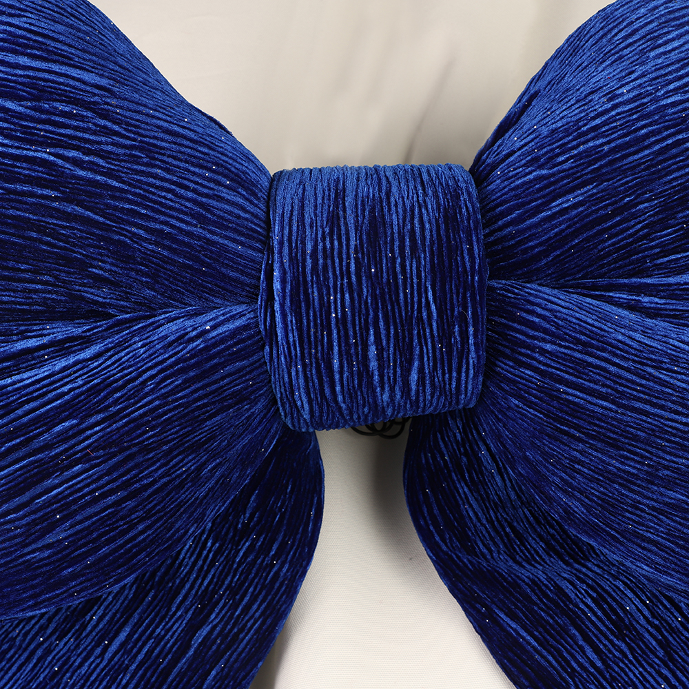 Navy Blue 24 in  2-Loop Blue Creped Velour Bow Elegant Blue Velvet Decorative Bow