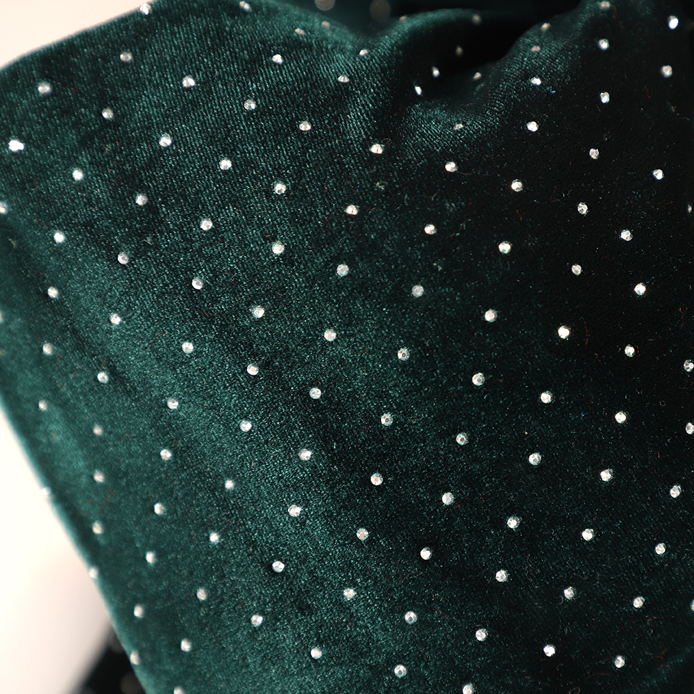 18in Green Diamante Velour Bow Elegant Polka Dot Green Velvet Decorative Bow