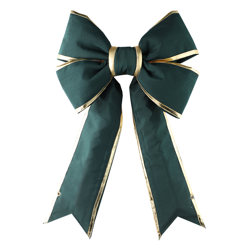 18 in Green Outdoor Canvas Structural Audrau Bow  with Gold Trim