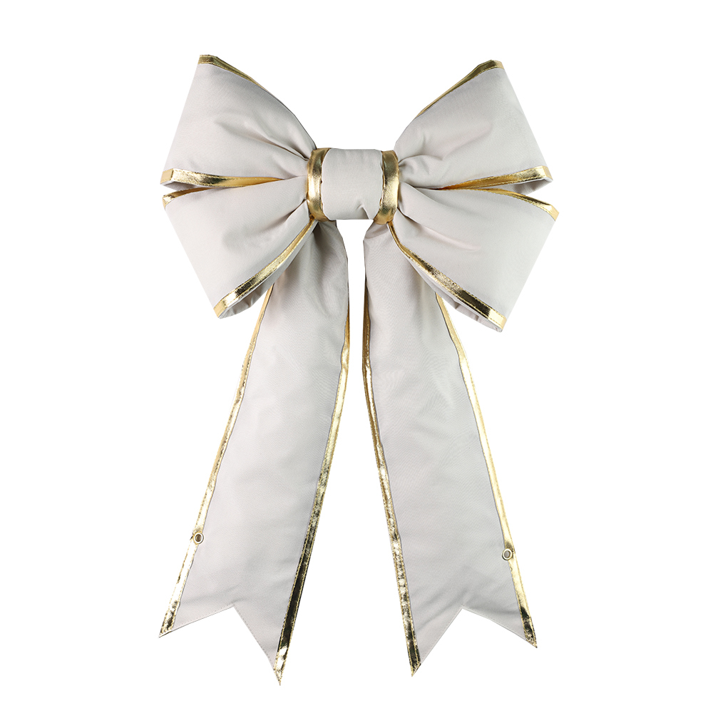 18 in Outdoor Canvas Structural White Audrau Bow  with Gold Trim