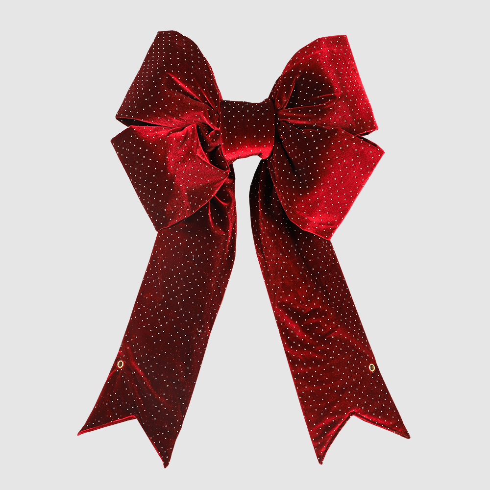 18in  Burgundy Diamante Velour Bow Elegant Polka Dot Green Velvet Decorative Bow