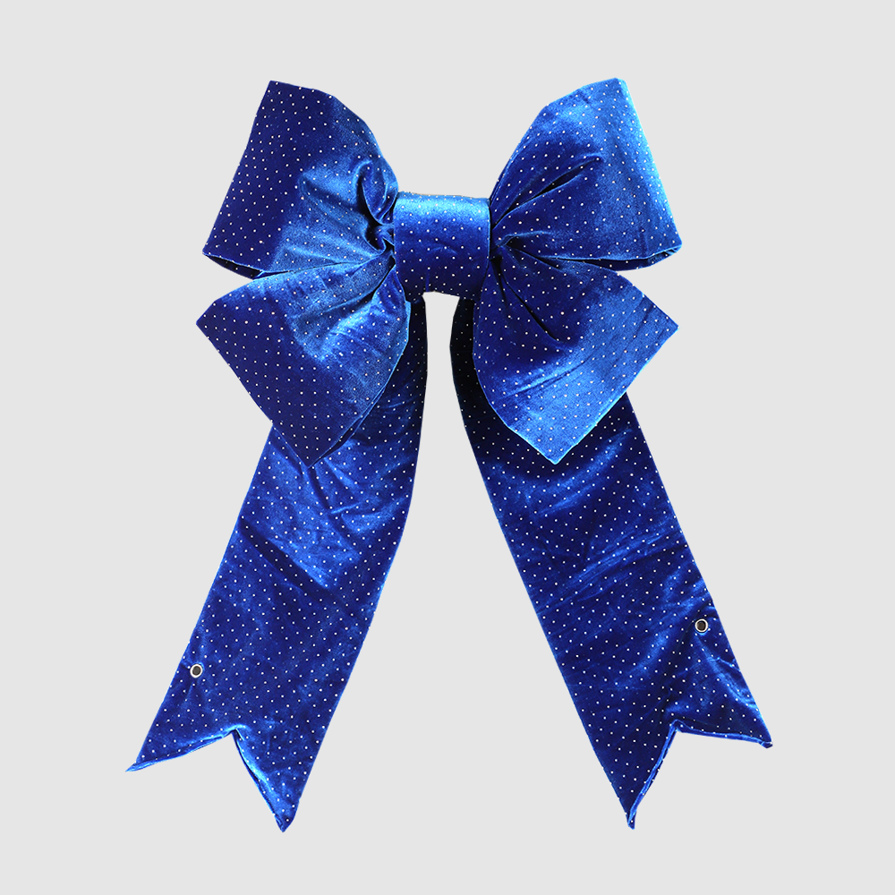 18in Navy Blue Diamante Velour Bow Elegant Polka Dot Green Velvet Decorative Bow