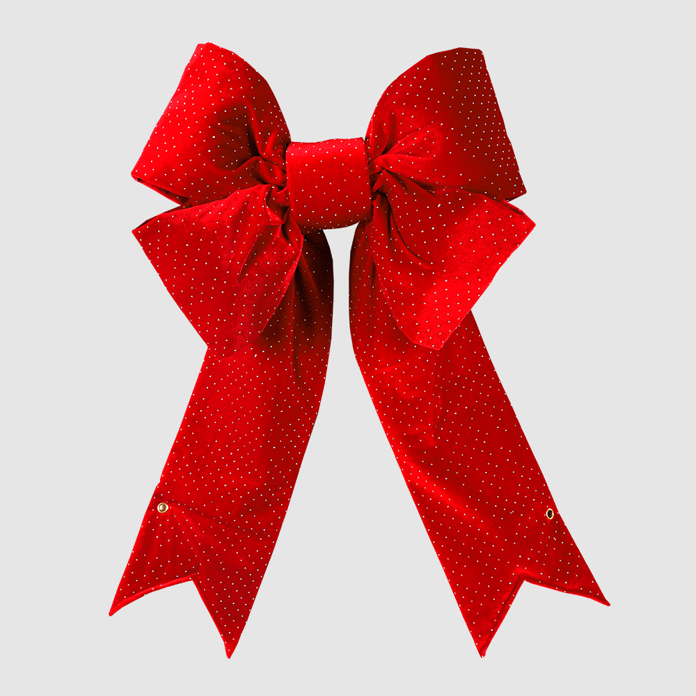 18in Red Diamante Velour Bow Elegant Polka Dot Green Velvet Decorative Bow