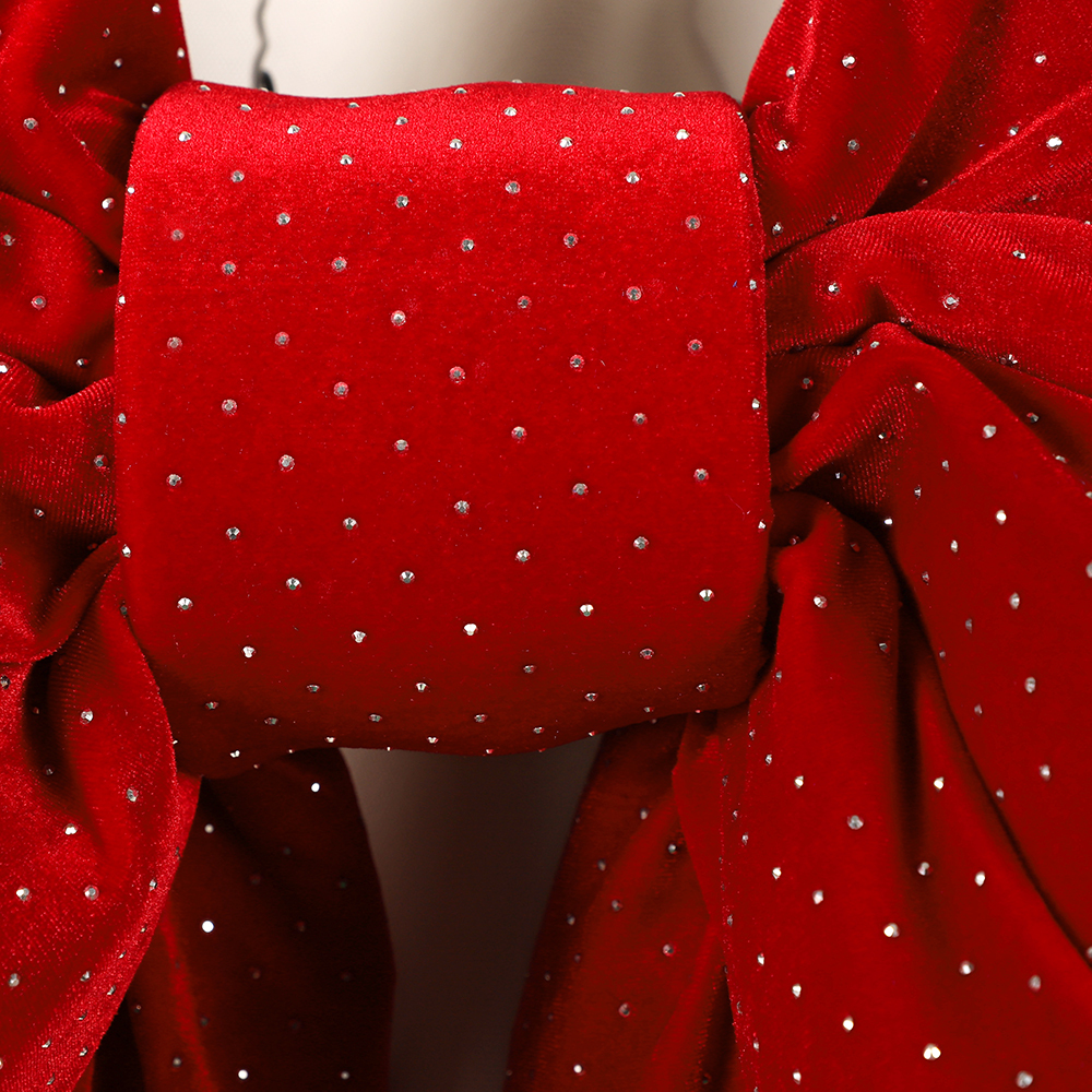 18in Red Diamante Velour Bow Elegant Polka Dot Green Velvet Decorative Bow