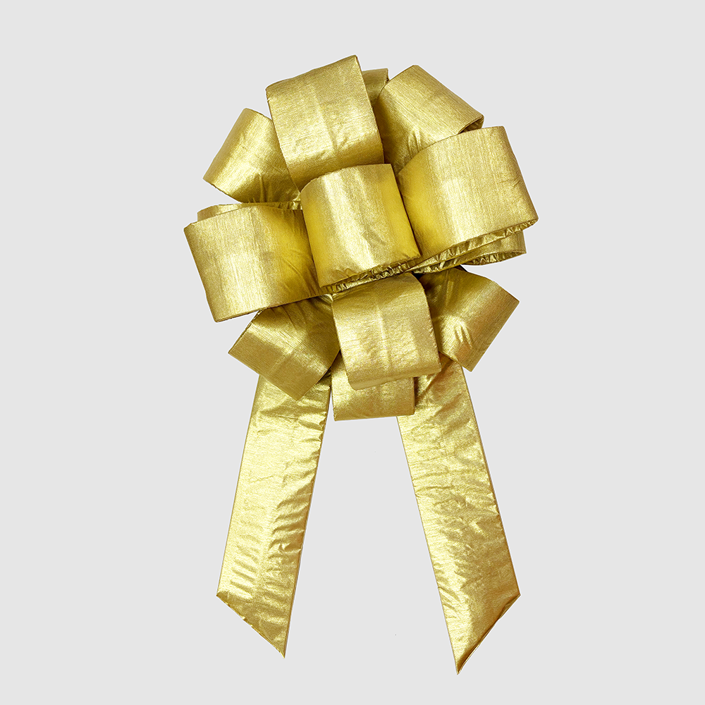 36" Unique Metallic Gold Lamé Circular Commercial Bow – Easy Assembly & Foldable for Space Saving