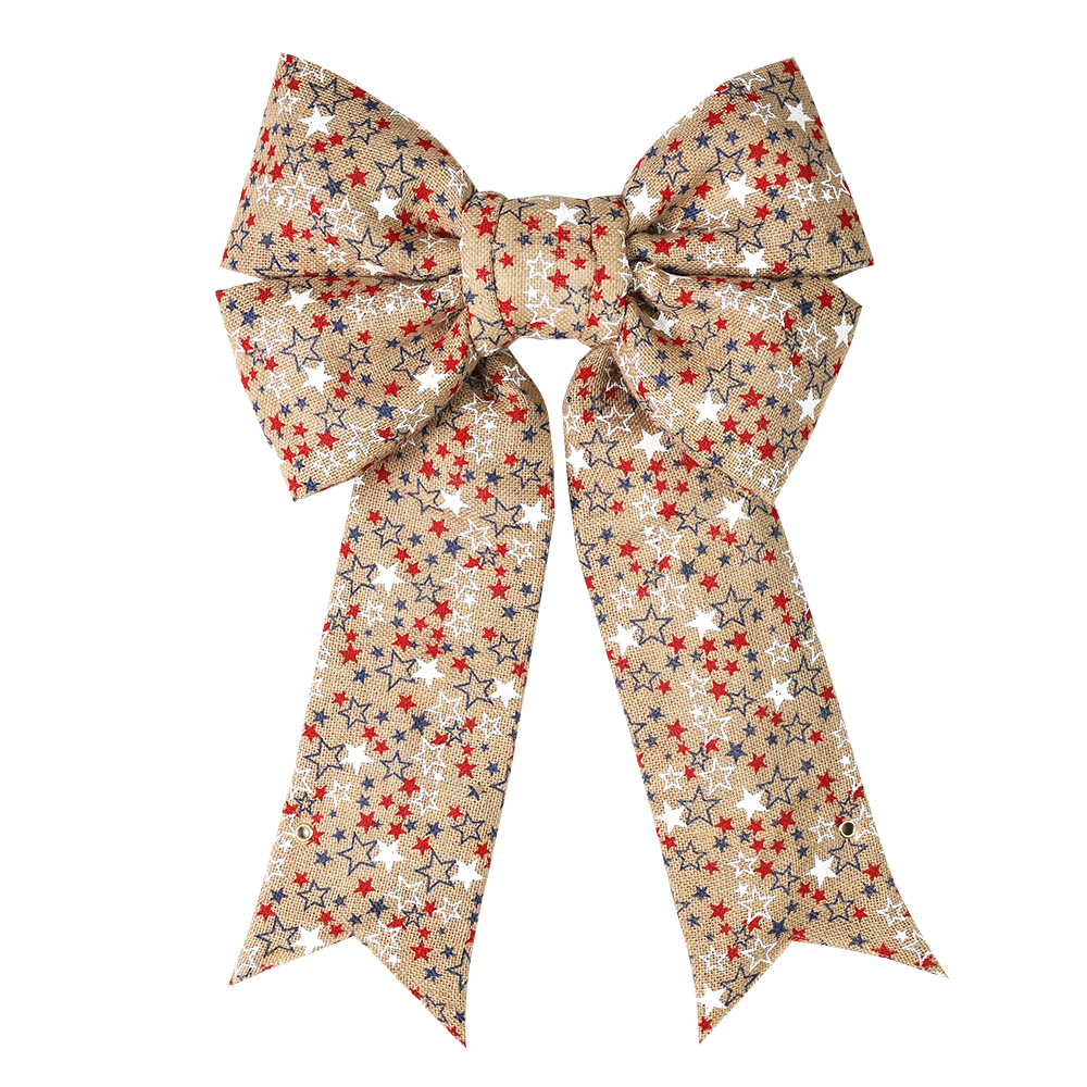 18" Snowflakes Printed Burlap Bow – Rustic Linen-style door bow for Commercial Decoration