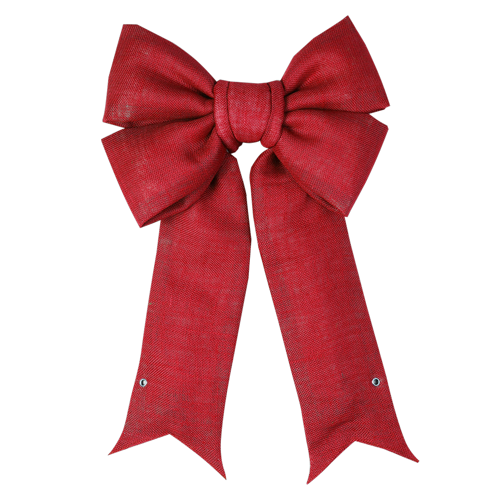 18" Premium Commercial Red Bow – Rustic Linen-style door bow for Commercial Decoration