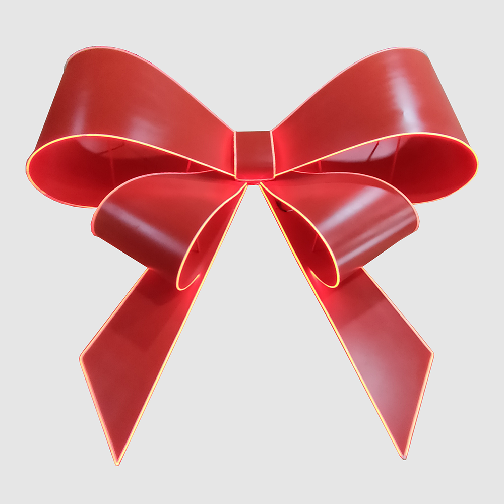 12 Feet Red Outdoor Metal Frame Bow-Prelit Unique 3D Frame Bow – Foldable & Easy to Assemble Commercial Decor