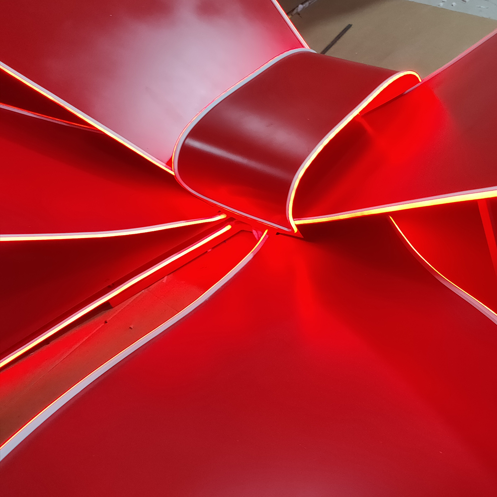 12 Feet Red Outdoor Metal Frame Bow-Prelit Unique 3D Frame Bow – Foldable & Easy to Assemble Commercial Decor