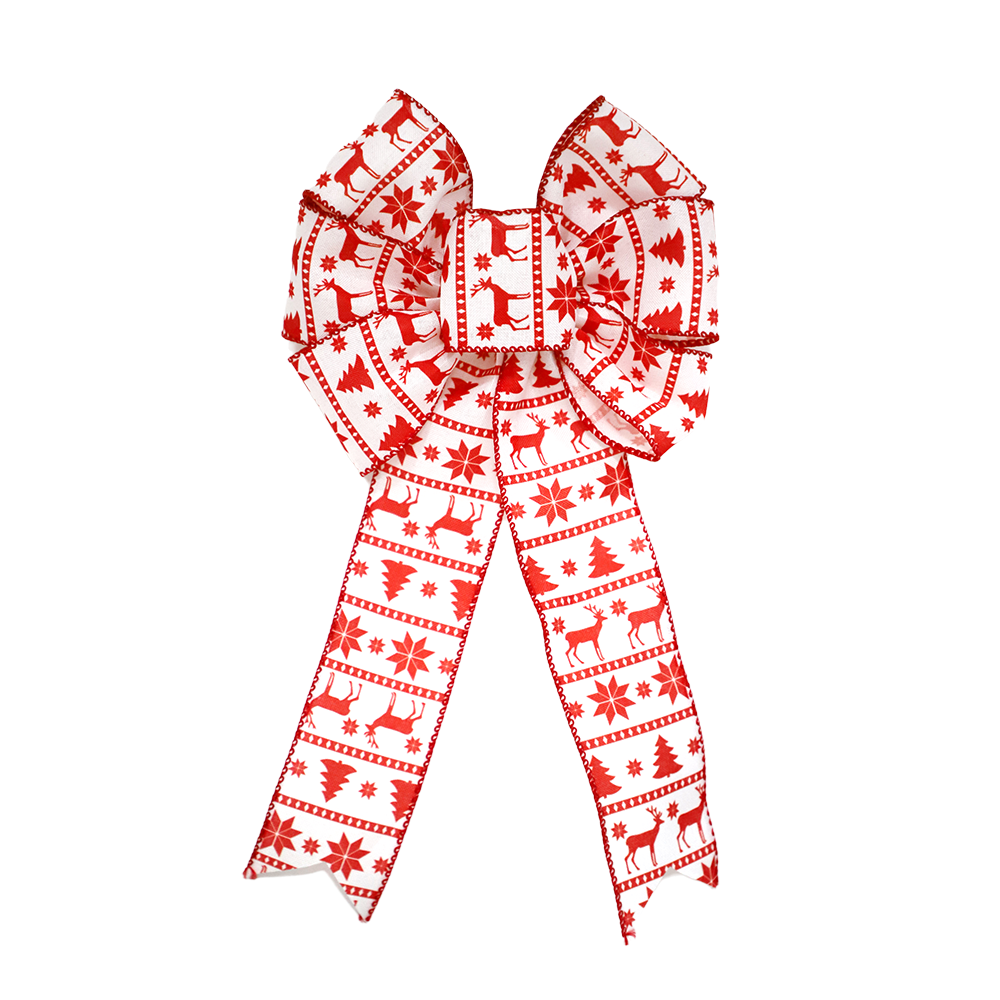 Red and White Charming Christmas Decorative Bow - Festive Holiday Accent