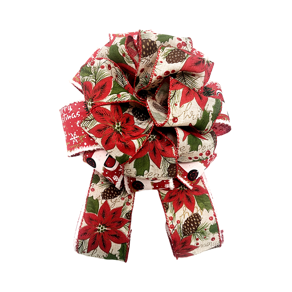 Poinsettia Christmas Decorative Bow - Festive Floral Accent