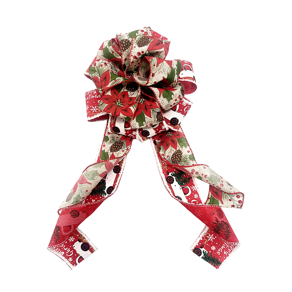 Poinsettia Christmas Decorative Bow - Festive Floral Accent