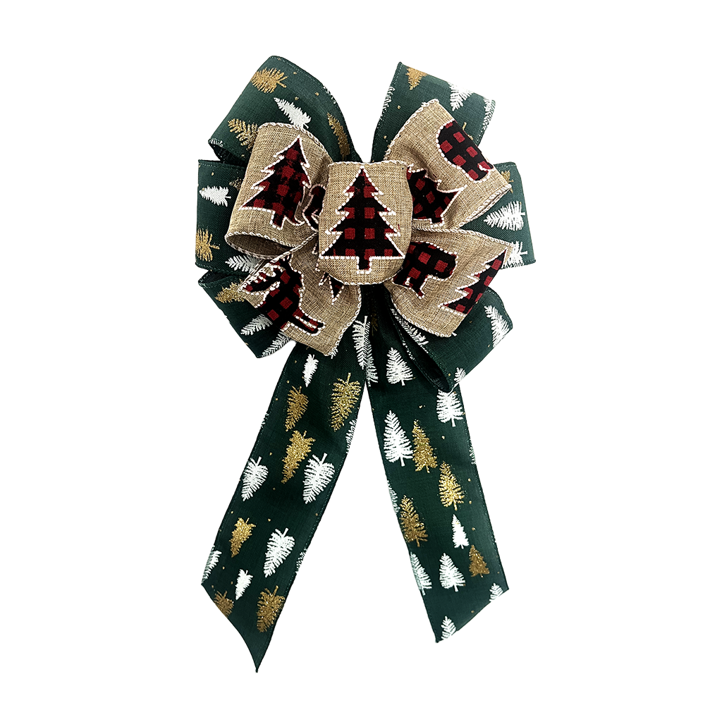 Charming Rustic Christmas Tree Plaid Bow - Perfect for Holiday Decor