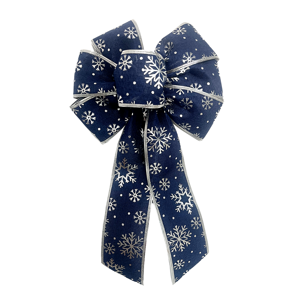 Snowflake Winter Wonderland Christmas Bow - Elegant Holiday Accent