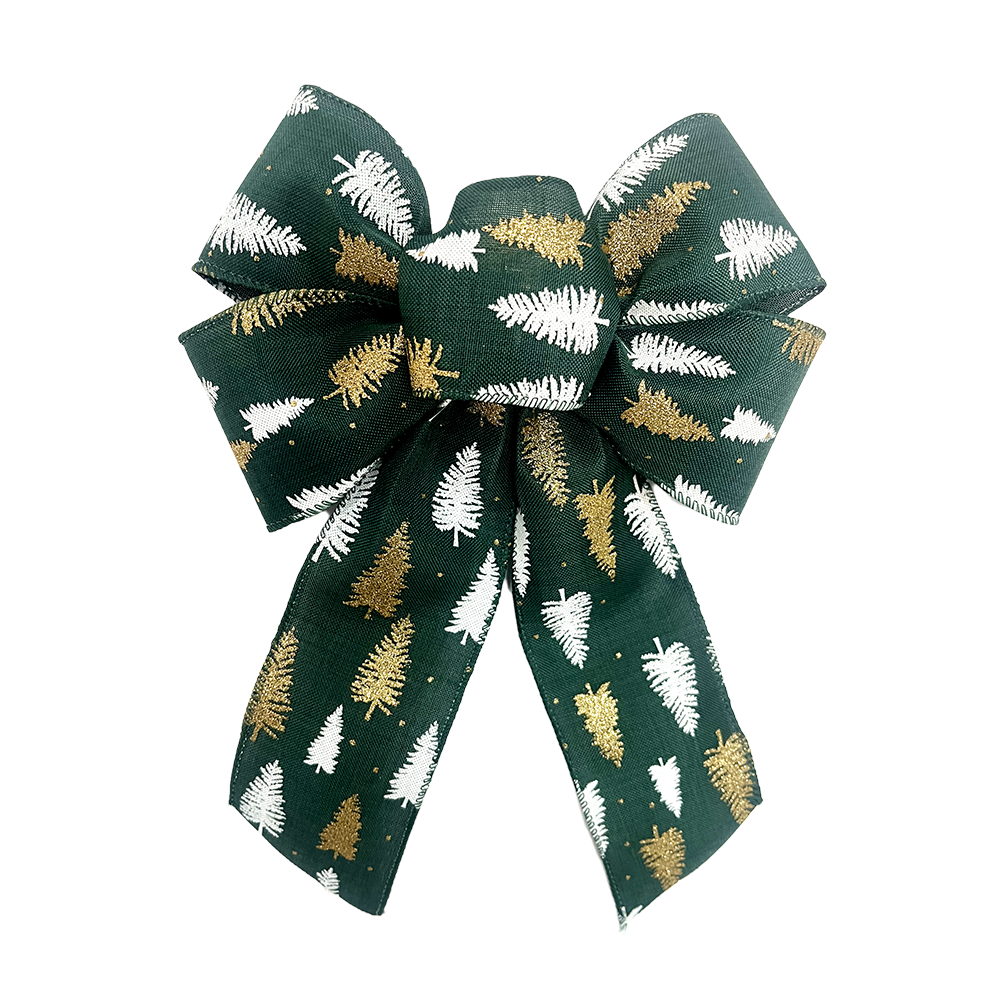 Elegant Gold Pine Tree Christmas Bow - Perfect for Holiday Decorations