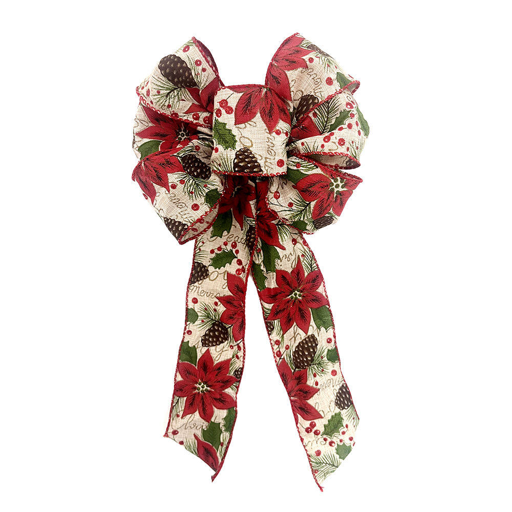Vibrant Poinsettia Christmas Bow - Perfect for Holiday Decorations