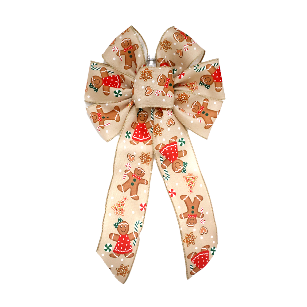 Charming Gingerbread Christmas Decorative Bow - Whimsical Holiday Accent