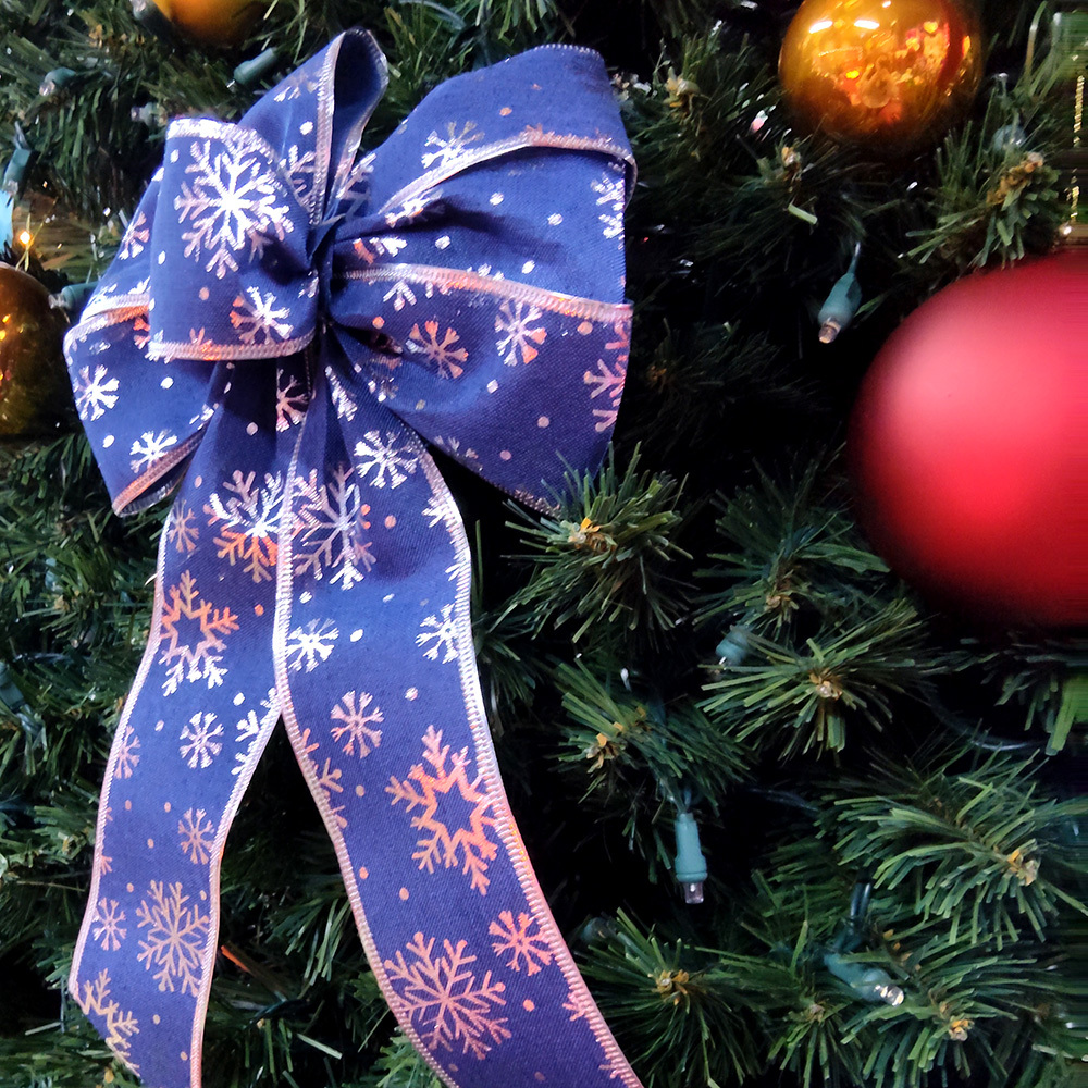 Snowflake Winter Wonderland Christmas Bow - Elegant Holiday Accent