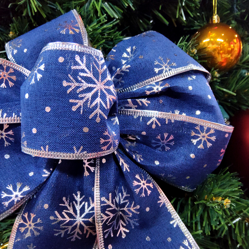 Snowflake Winter Wonderland Christmas Bow - Elegant Holiday Accent