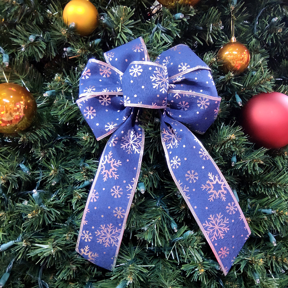 Snowflake Winter Wonderland Christmas Bow - Elegant Holiday Accent
