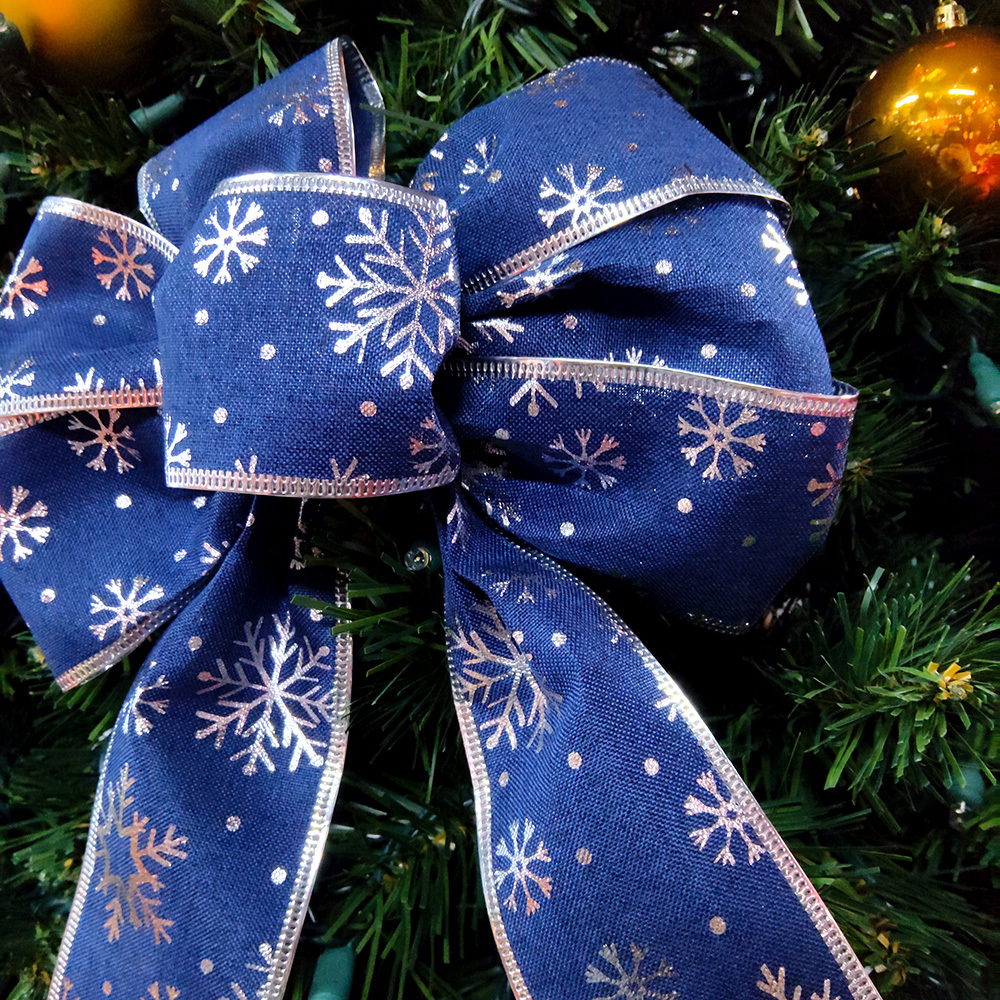 Snowflake Winter Wonderland Christmas Bow - Elegant Holiday Accent