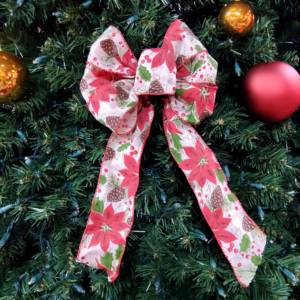 Vibrant Poinsettia Christmas Bow - Perfect for Holiday Decorations