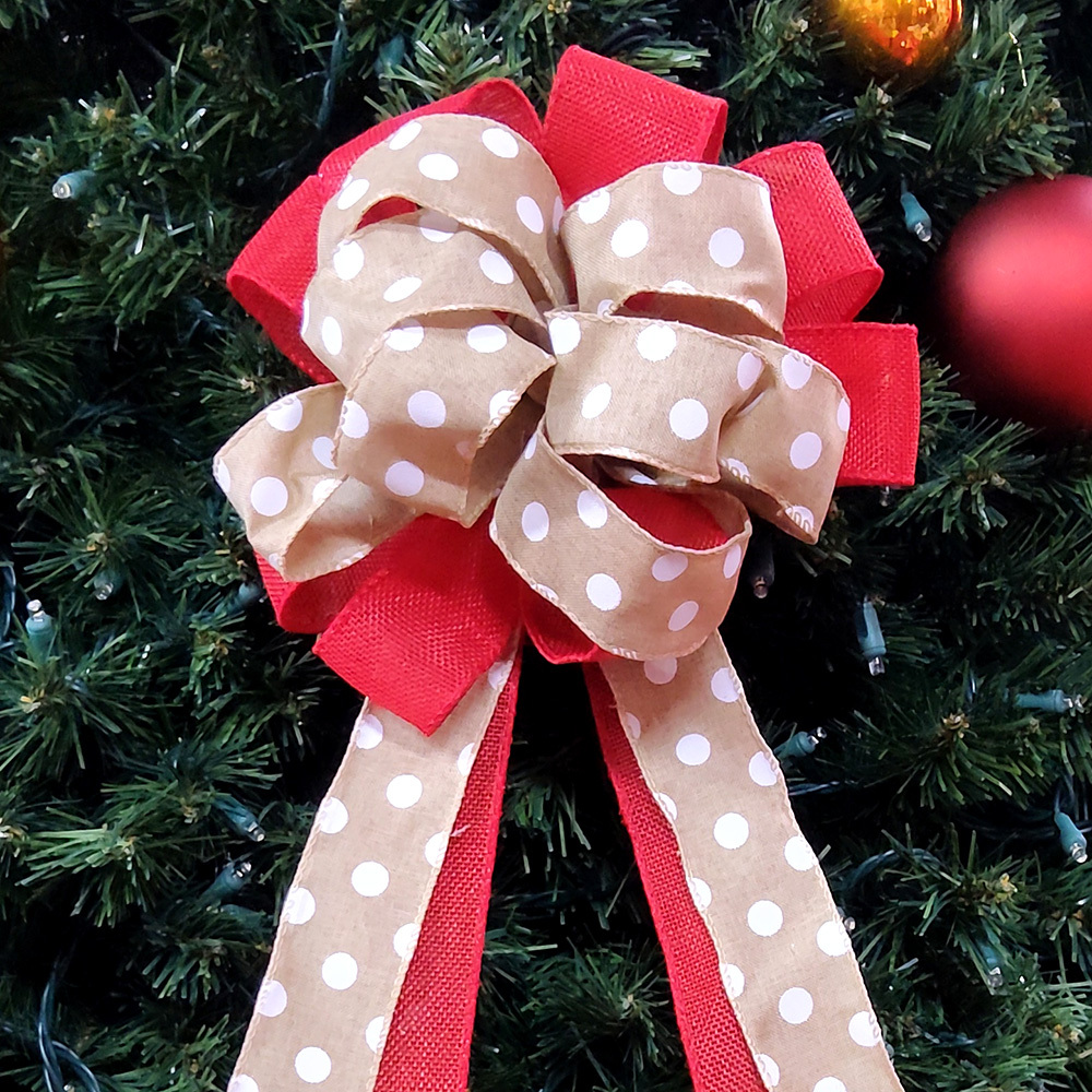 Charming Polka Dot Christmas Bow - Perfect for Holiday Decorations