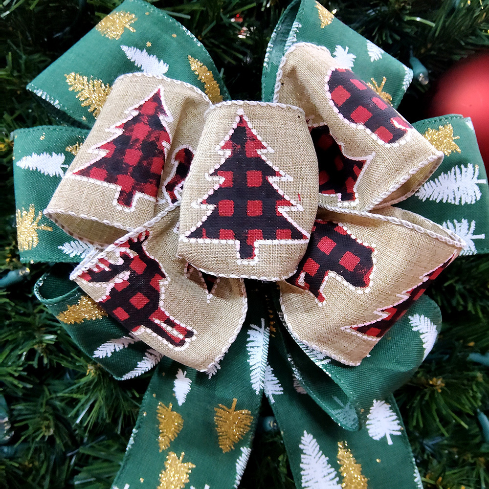 Charming Rustic Christmas Tree Plaid Bow - Perfect for Holiday Decor