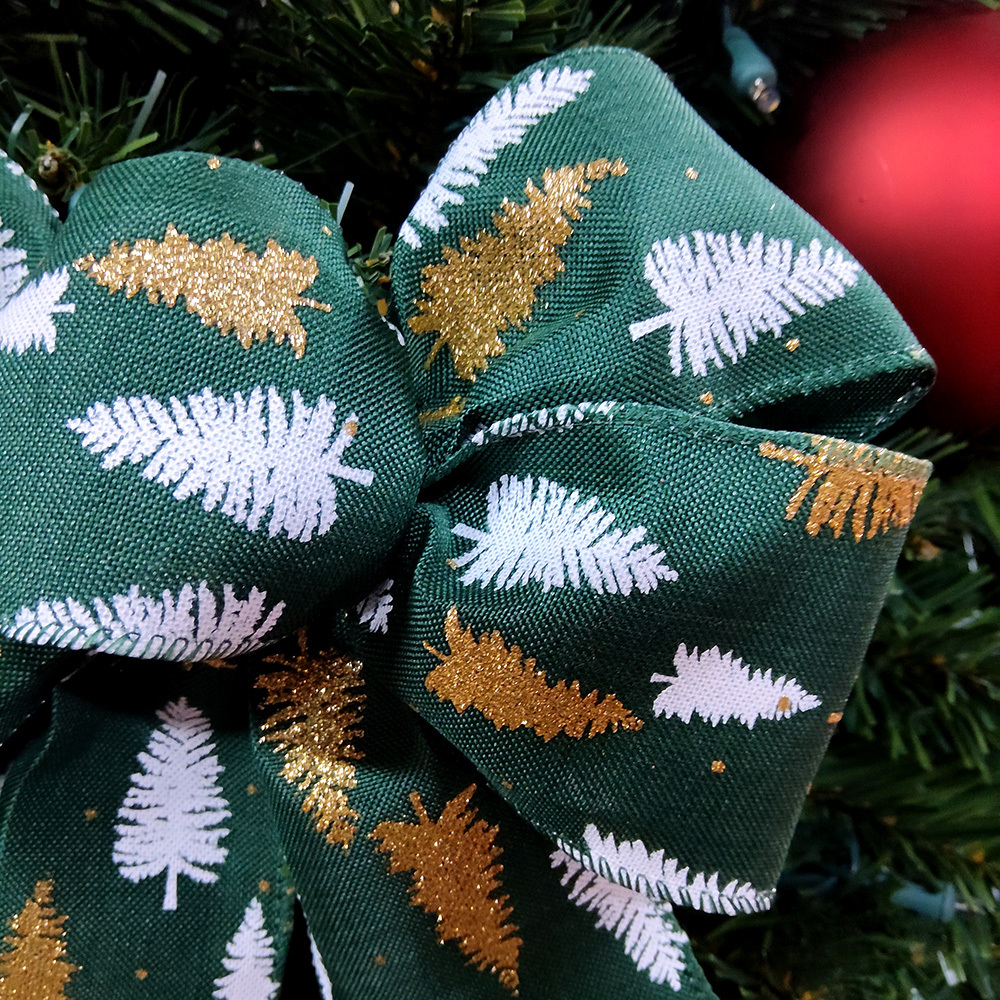 Elegant Gold Pine Tree Christmas Bow - Perfect for Holiday Decorations