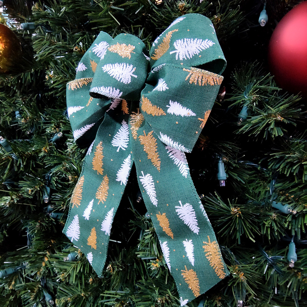 Elegant Gold Pine Tree Christmas Bow - Perfect for Holiday Decorations