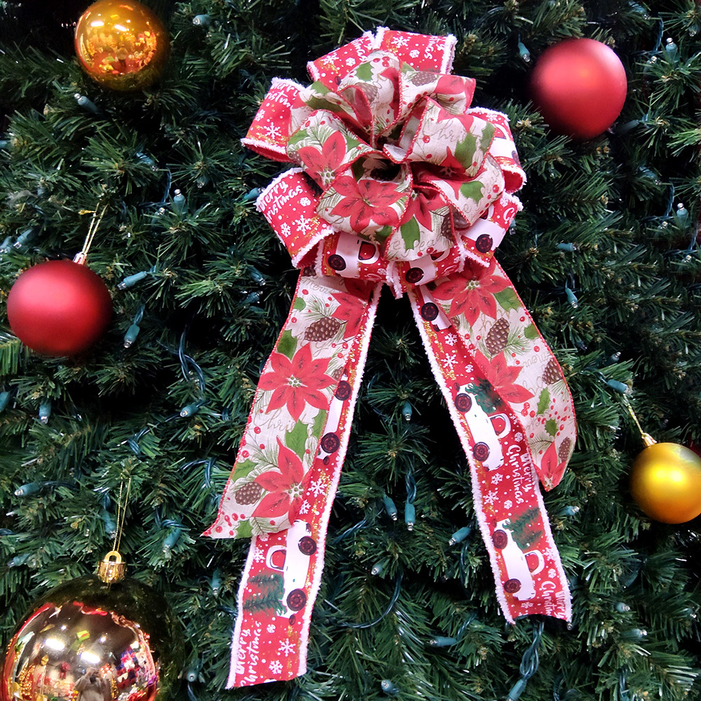 Poinsettia Christmas Decorative Bow - Festive Floral Accent