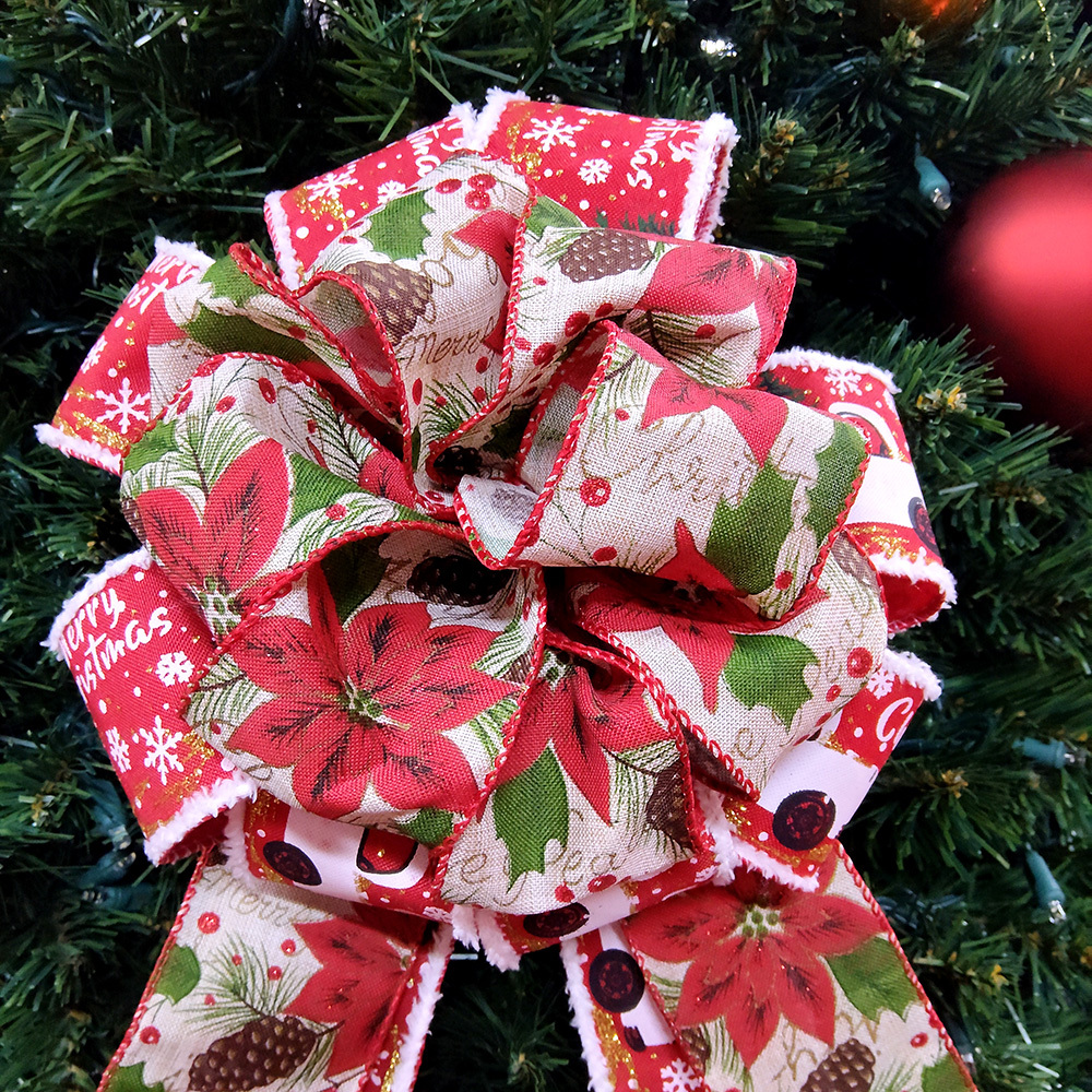 Poinsettia Christmas Decorative Bow - Festive Floral Accent