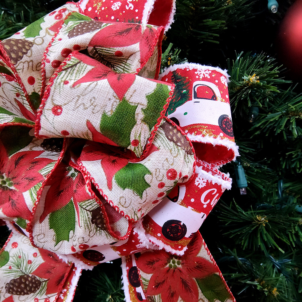 Poinsettia Christmas Decorative Bow - Festive Floral Accent