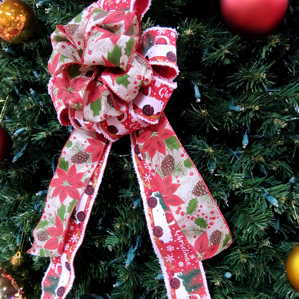 Poinsettia Christmas Decorative Bow - Festive Floral Accent