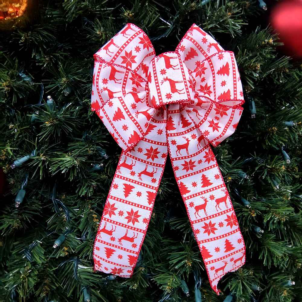 Red and White Charming Christmas Decorative Bow - Festive Holiday Accent
