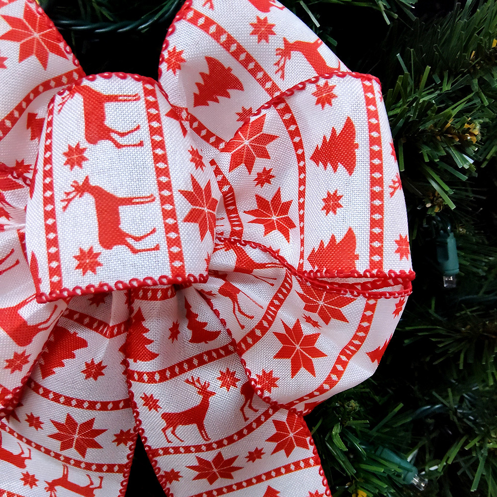 Red and White Charming Christmas Decorative Bow - Festive Holiday Accent