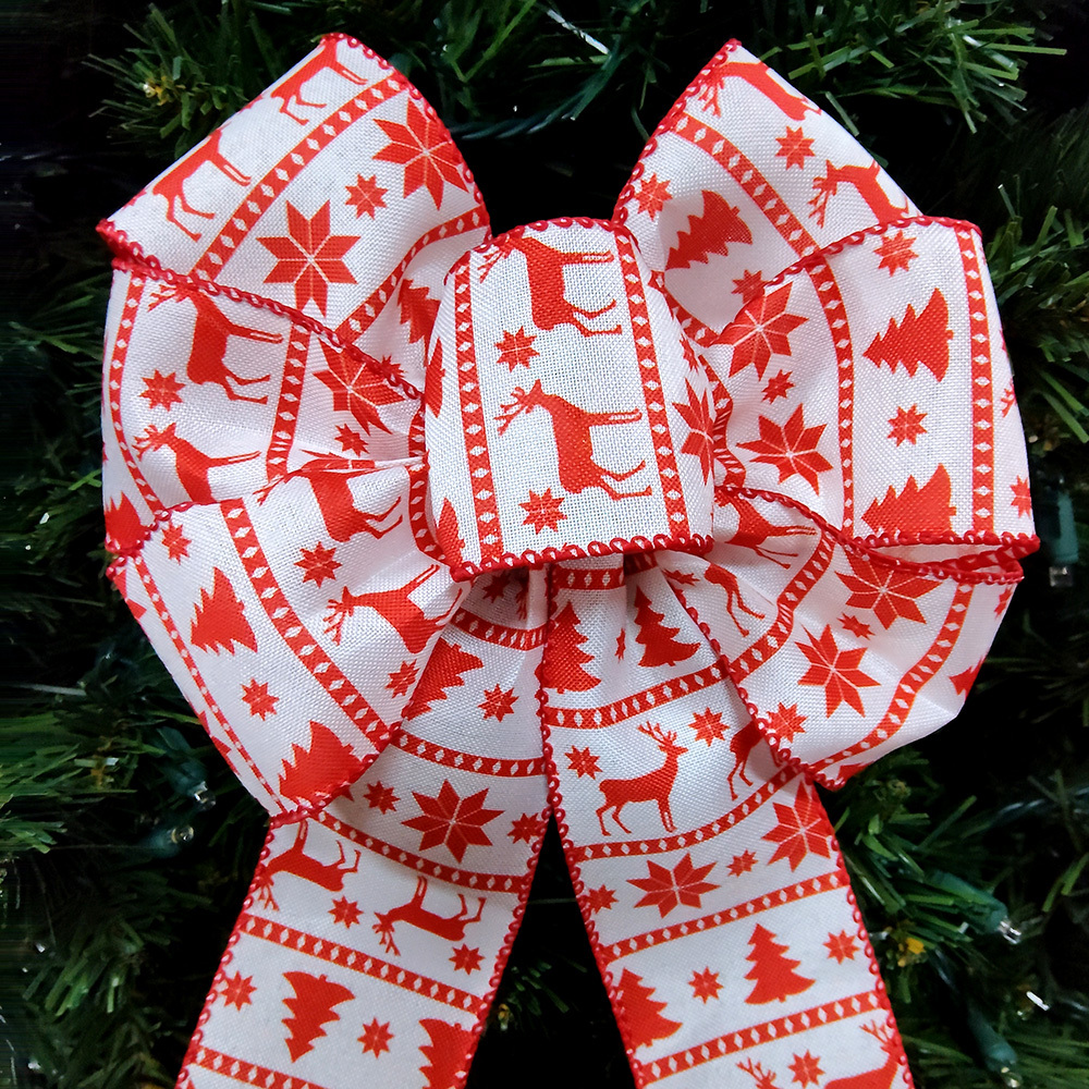 Red and White Charming Christmas Decorative Bow - Festive Holiday Accent