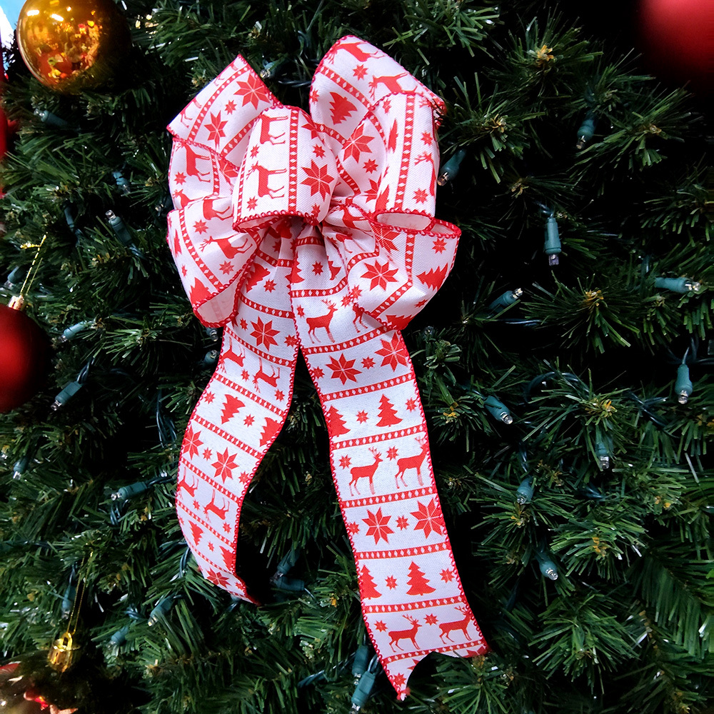 Red and White Charming Christmas Decorative Bow - Festive Holiday Accent