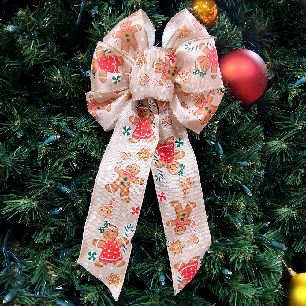 Charming Gingerbread Christmas Decorative Bow - Whimsical Holiday Accent